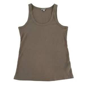James Perse Standard Taupe Ribbed Cotton Scoop Neck Tank Top WNLC3709CU Size 2